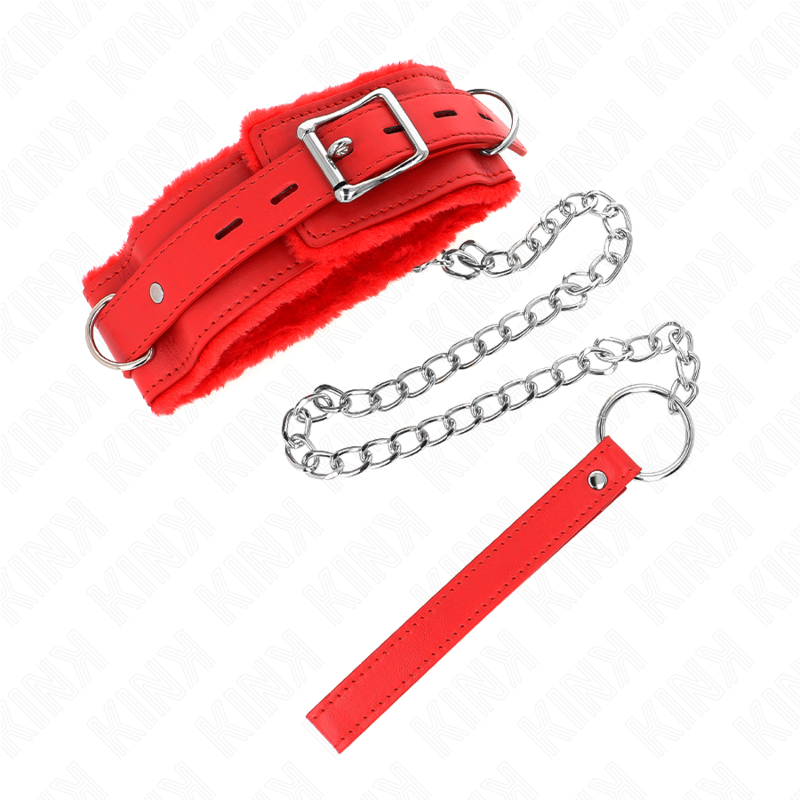 KINK - COLLARE CON GUINZAGLIO 65 CM CON RESTRIZIONI ROSSO 36-42 CM X 5,5 CM – Collane – foto 2