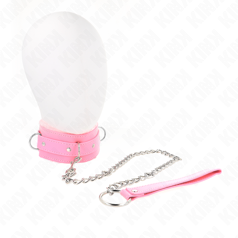 KINK - COLLARE CON GUINZAGLIO 65 CM CON RESTRIZIONI ROSA 36-42 CM X 5,5 CM – Collane