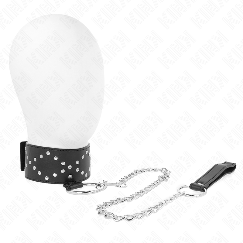 KINK - COLLANA 65 CM CON GUINZAGLIO CON BORCHIE ARGENTO MODELLO 3 REGOLABILE 36-43 CM X 5 CM – Collane