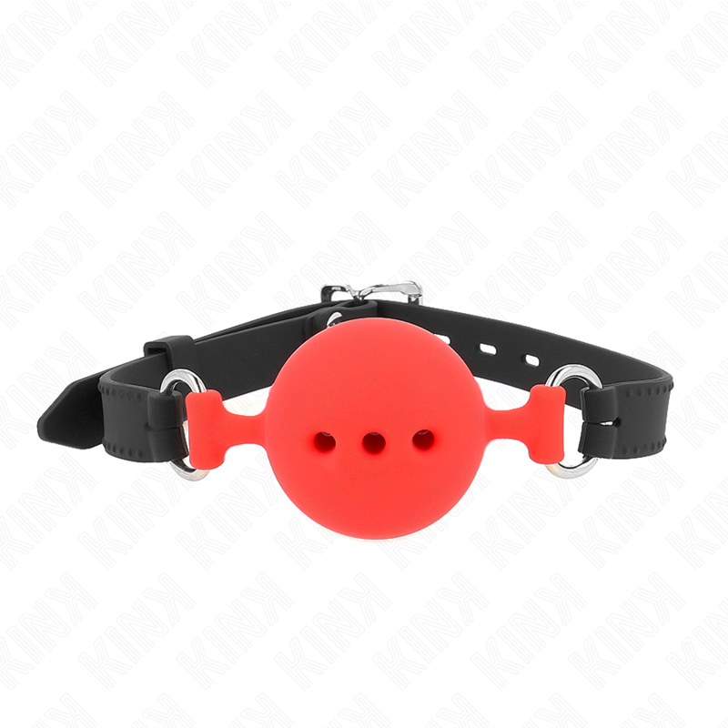 KINK - BAVAGLIO IN SILICONE INTERO 55 x 2 CM CON SFERA DA 5 CM MISURA L ROSSO REGOLABILE 35-51 CM – Mascelle