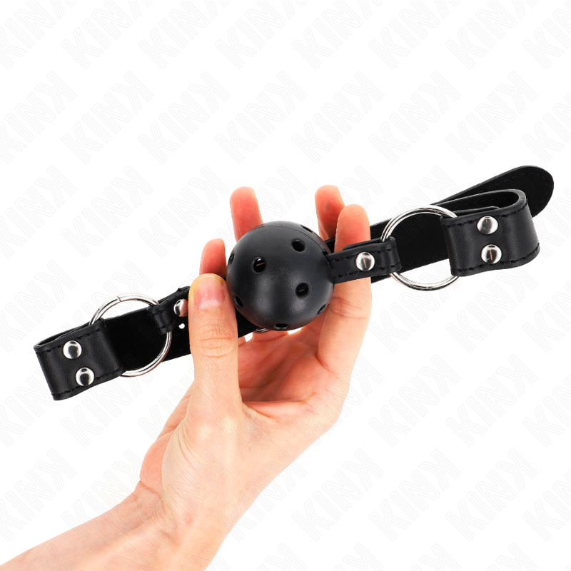 KINK - BAVAGLIO SFERA TRASPIRANTE 4 CM CON DOPPIO RIVETTO MODELLO 1 NERO 62,5 x 2,5 CM REGOLABILE 42-58 CM – Mascelle – foto 2