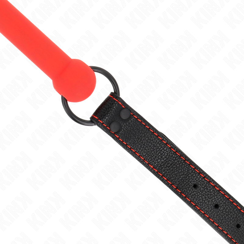 KINK - BONE GAG CON CINTURINO IN SIMILPELLE ROSSO REGOLABILE 41-57 CM – Mascelle – foto 4