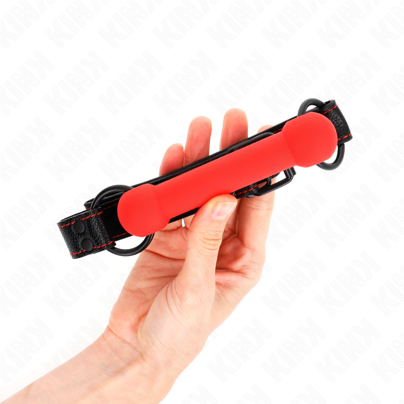 KINK - BONE GAG CON CINTURINO IN SIMILPELLE ROSSO REGOLABILE 41-57 CM – Mascelle – foto 2