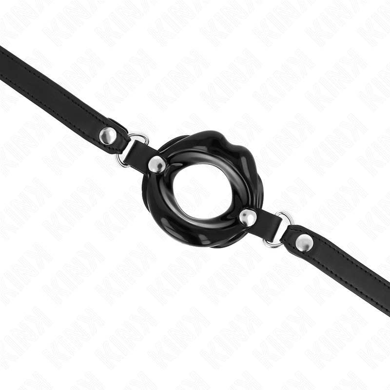 KINK - BAVAGLIO LIP 8 CM CON CINTURINO IN SIMILPELLE NERA 63 x 2 CM REGOLABILE 39-58 CM – Mascelle – foto 4
