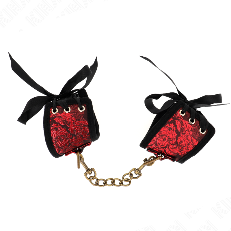 KINK - RESISTENZA DA POLSO SCANDALO DETTAGLI IN PIZZO ROSSO-NERO 24,5 CM X 6,5 CM – Sistemare le manette – foto 3