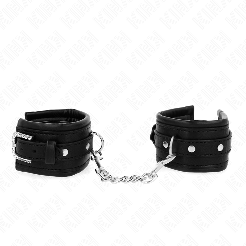 KINK - POGGIPOLSO CON FIBBIA STRASS NERO REGOLABILE 25-32 CM X 5,5 CM – Sistemare le manette – foto 2