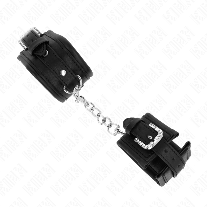 KINK - POGGIPOLSO CON FIBBIA STRASS NERO REGOLABILE 25-32 CM X 5,5 CM – Sistemare le manette – foto 3