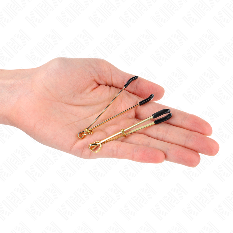 KINK - PINZE PER CAPEZZOLI SOTTILI ORO 7 CM – Morsetti per capezzoli per sadomasochismo – foto 4