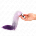 KINK - PLUG ANALE TAGLIA S 7 X 3 CM CON CODA SINTETICA 40 CM VIOLA – Plug anale BDSM