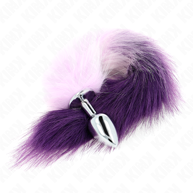 KINK - PLUG ANALE TAGLIA S 7 X 3 CM CON CODA SINTETICA 40 CM VIOLA – Plug anale BDSM – foto 3
