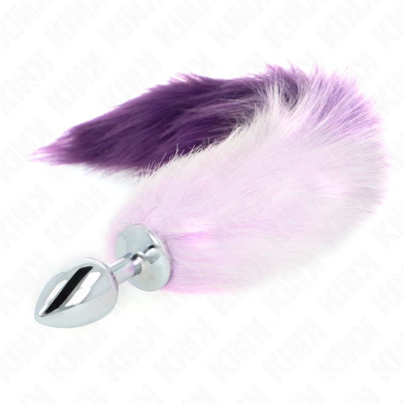 KINK - PLUG ANALE TAGLIA S 7 X 3 CM CON CODA SINTETICA 40 CM VIOLA – Plug anale BDSM – foto 2