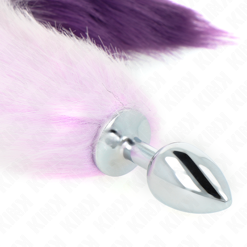 KINK - PLUG ANALE TAGLIA S 7 X 3 CM CON CODA SINTETICA 40 CM VIOLA – Plug anale BDSM – foto 4