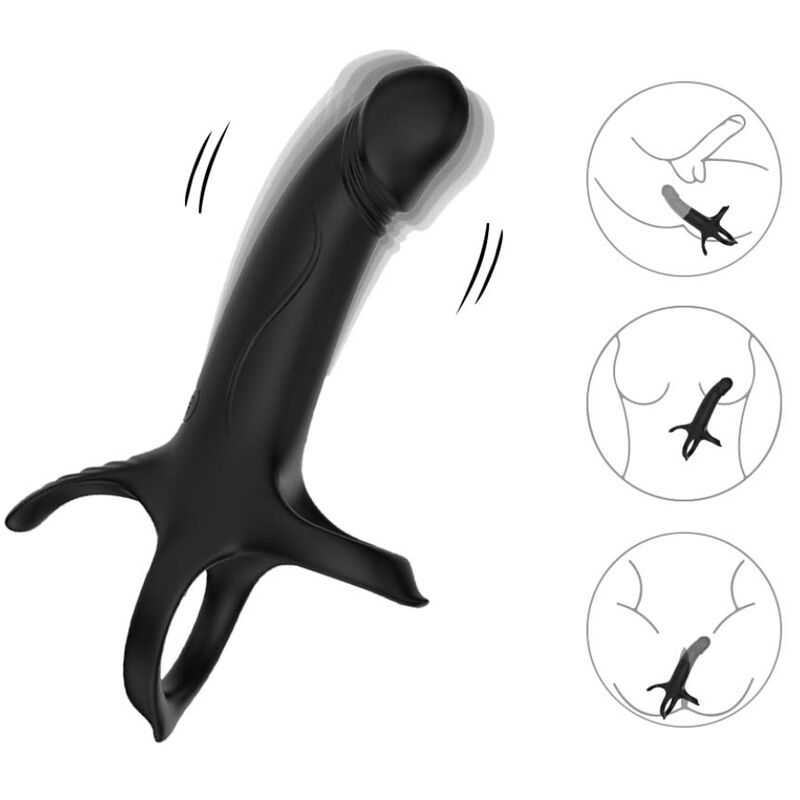 ARMONY - DILDO CON ANELLO E VIBRATORE NERO – Cockring con vibrazione – foto 4