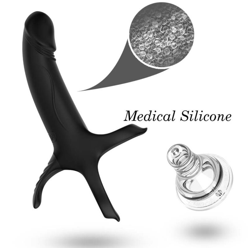 ARMONY - DILDO CON ANELLO E VIBRATORE NERO – Cockring con vibrazione – foto 5