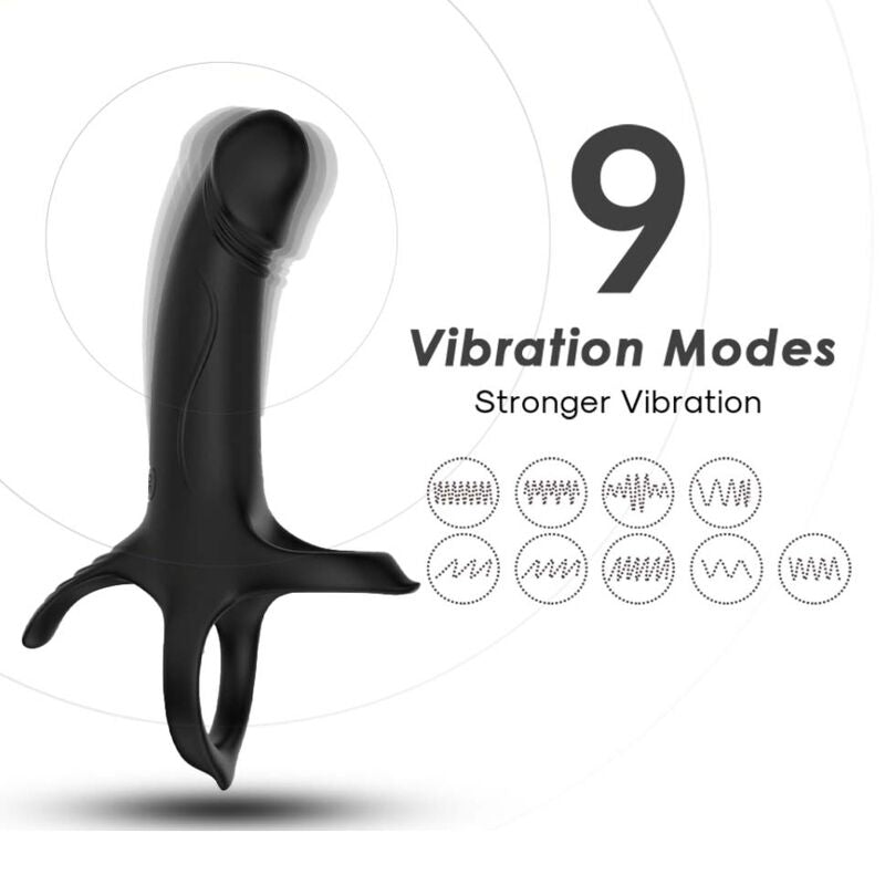 ARMONY - DILDO CON ANELLO E VIBRATORE NERO – Cockring con vibrazione – foto 6