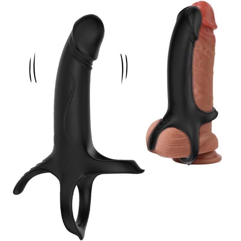ARMONY - DILDO CON ANELLO E VIBRATORE NERO – Cockring con vibrazione – foto 7