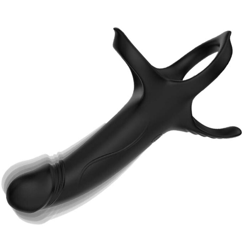 ARMONY - DILDO CON ANELLO E VIBRATORE NERO – Cockring con vibrazione – foto 3