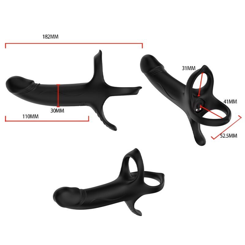 ARMONY - DILDO CON ANELLO E VIBRATORE NERO – Cockring con vibrazione – foto 8
