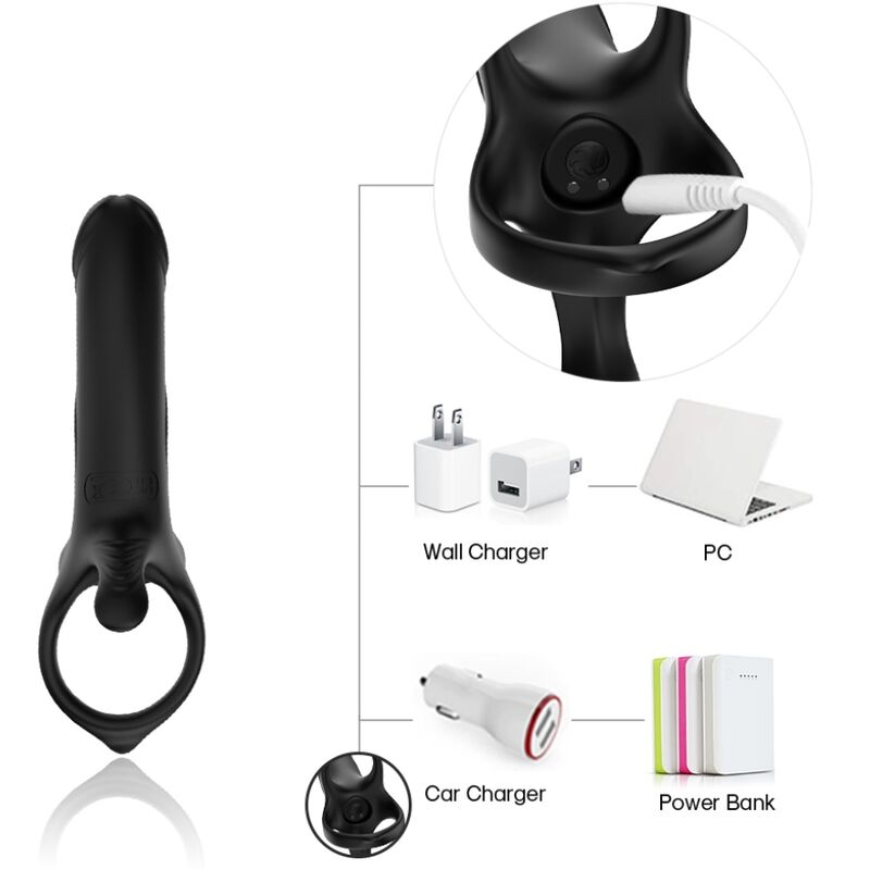 ARMONY - DILDO CON ANELLO E VIBRATORE NERO – Cockring con vibrazione – foto 10
