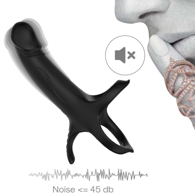 ARMONY - DILDO CON ANELLO E VIBRATORE NERO – Cockring con vibrazione – foto 12