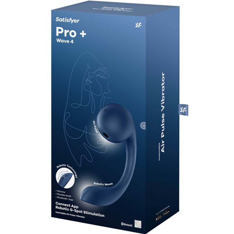 SATISFYER - PRO+ WAVE 4 STIMOLATORE PUNTO G E AIR PULSE APP GRATUITA BLU SCURO – Vibratori succhiatori a onde di pressione – foto 6