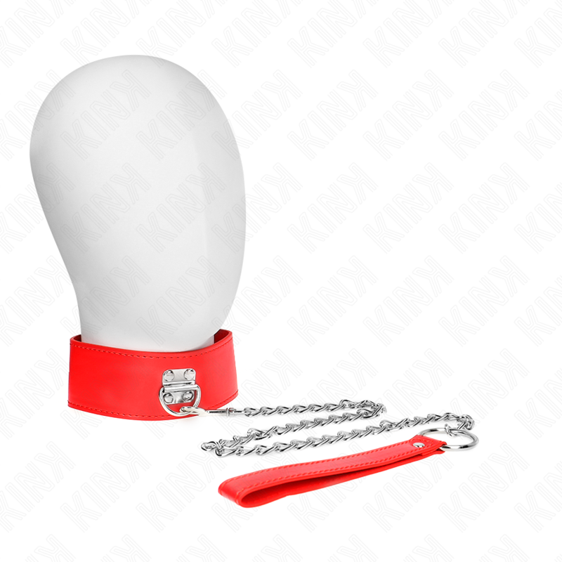 KINK - COLLANA CON CINTURA 65 CM CON LARGO CINTURINO ROSSO REGOLABILE 33,5-41 CM X 5 CM – Collane