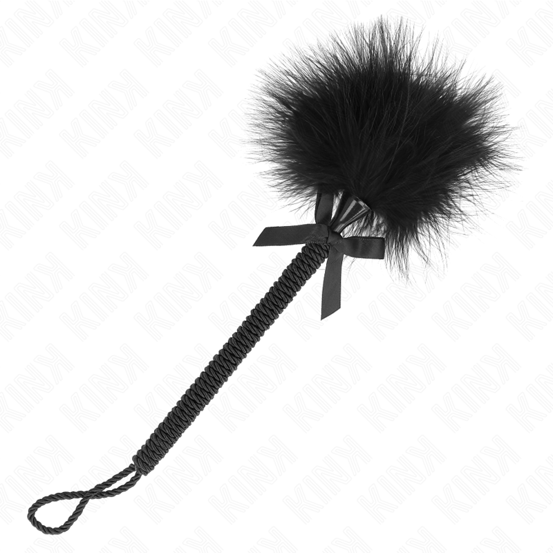 KINK - BACCHETTA IN CORDA DI NYLON CON PIUME TICKLE E FIOCCO NERO 25 CM – Piume – foto 2