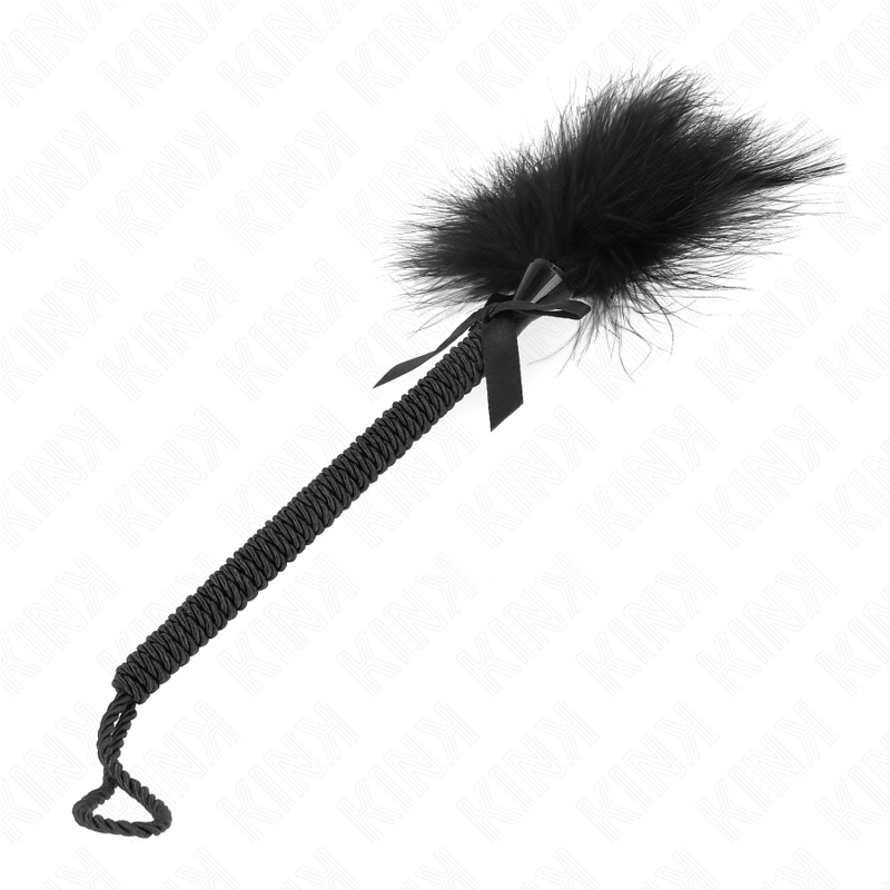 KINK - BACCHETTA IN CORDA DI NYLON CON PIUME TICKLE E FIOCCO NERO 25 CM – Piume – foto 4