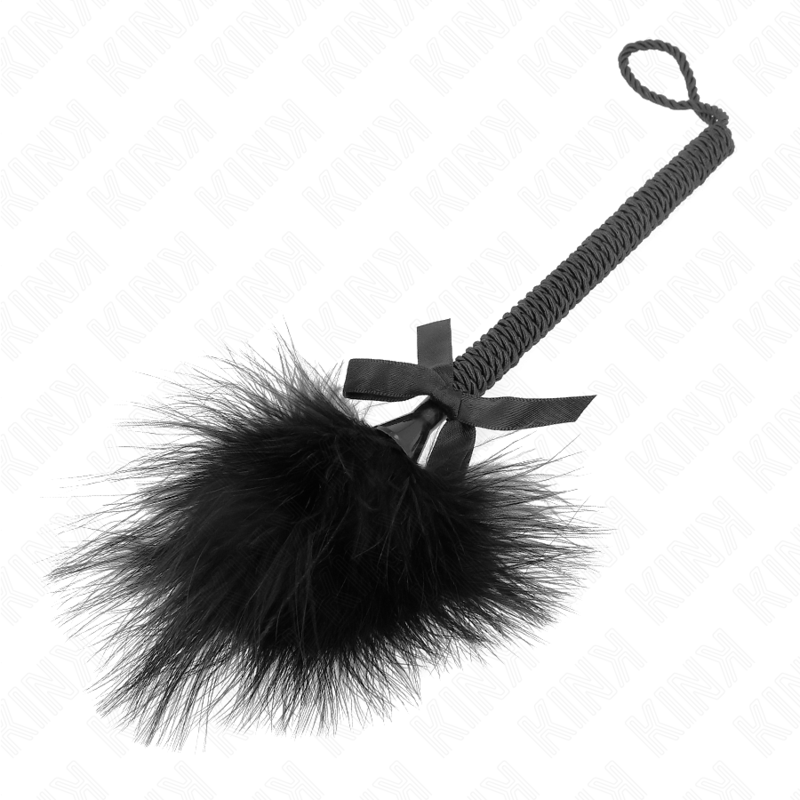 KINK - BACCHETTA IN CORDA DI NYLON CON PIUME TICKLE E FIOCCO NERO 25 CM – Piume – foto 5