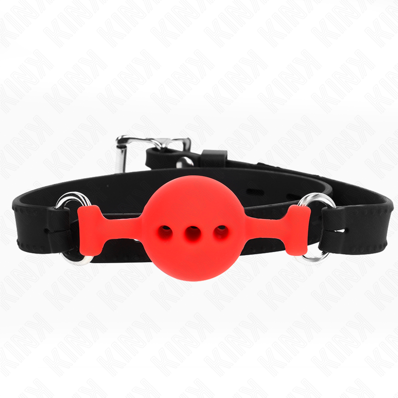 KINK - BAVAGLIO IN SILICONE INTERO 55 x 2 CM CON SFERA DA 4 CM MISURA S ROSSO REGOLABILE 35-51 CM – Mascelle