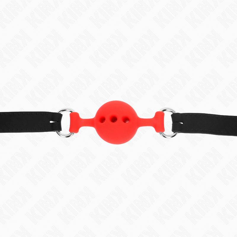 KINK - BAVAGLIO IN SILICONE INTERO 55 x 2 CM CON SFERA DA 4 CM MISURA S ROSSO REGOLABILE 35-51 CM – Mascelle – foto 5