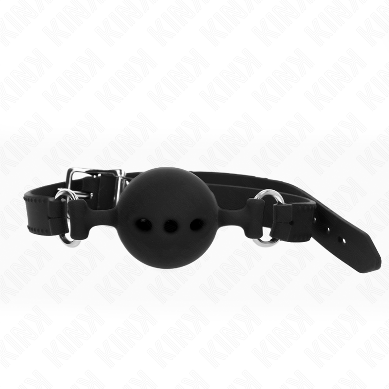 KINK - BAVAGLIO IN SILICONE INTERO 55 x 2 CM CON SFERA DA 5 CM MISURA L NERO REGOLABILE 35-51 CM – Mascelle