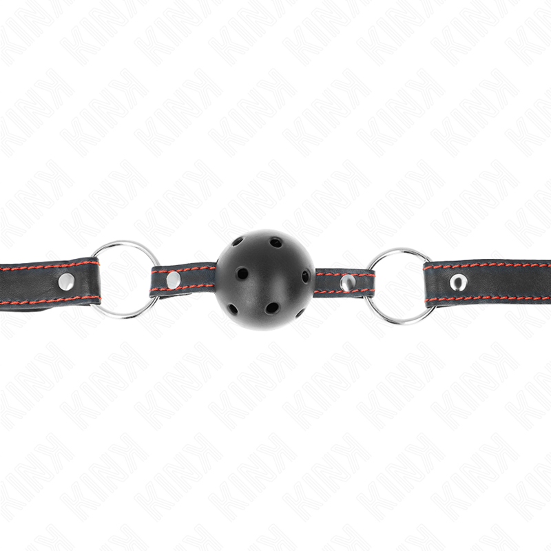 KINK - BALL GAG HOLLOW HARD NERO MODELLO 2 65 x 2,5 CM – Mascelle – foto 4
