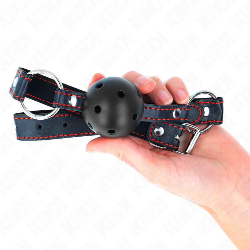 KINK - BALL GAG HOLLOW HARD NERO MODELLO 2 65 x 2,5 CM – Mascelle – foto 3