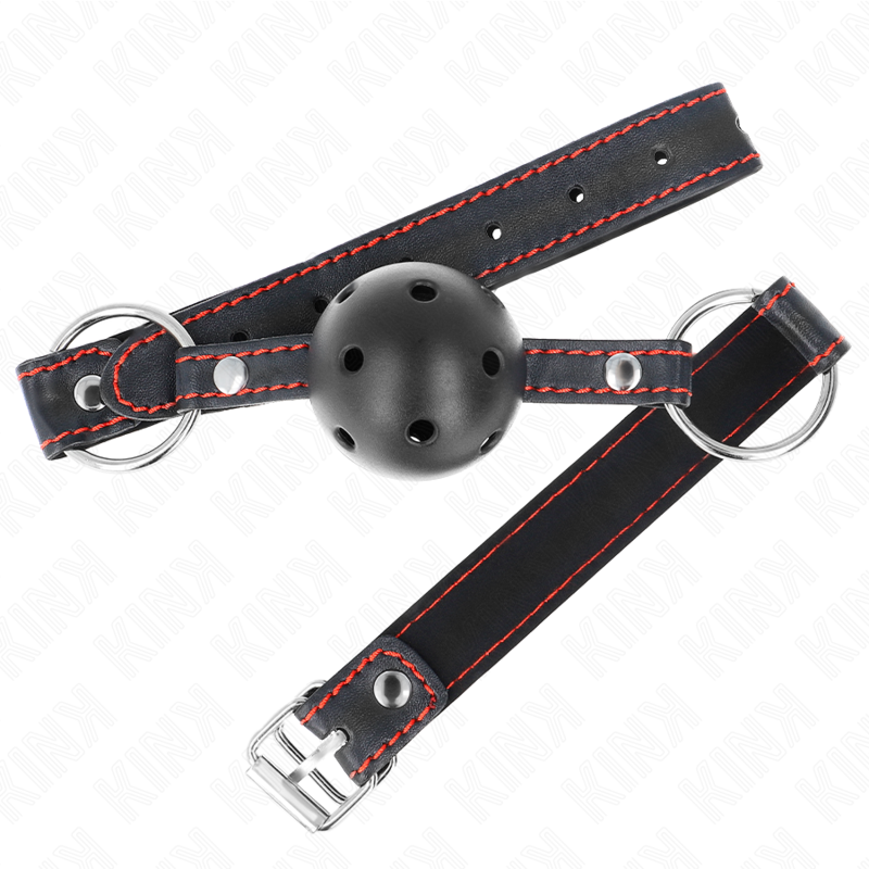 KINK - BALL GAG HOLLOW HARD NERO MODELLO 2 65 x 2,5 CM – Mascelle – foto 2