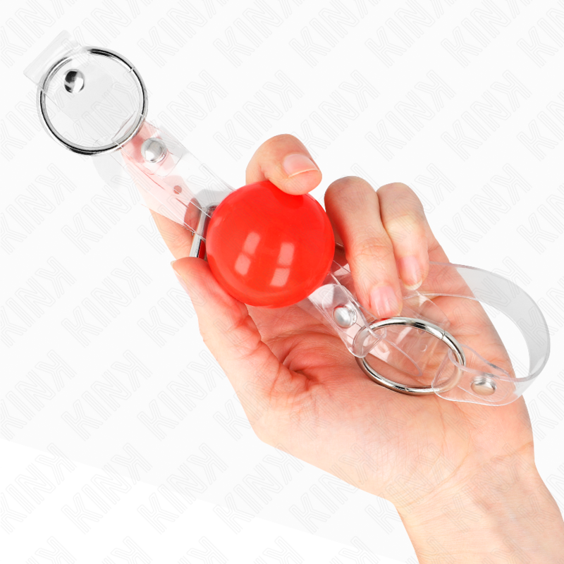 KINK - PALLA IN PVC TRASPARENTE ROSSA BAVAGLIO 4 CM REGOLABILE – Mascelle – foto 3