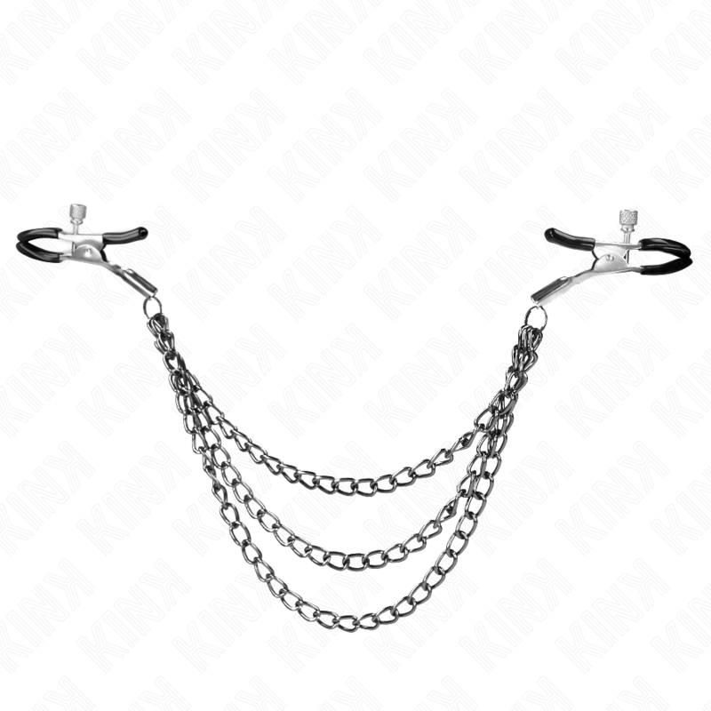 KINK - PINZE PER CAPEzzoli CON 3 CATENE NERE 20/23/28 CM – Morsetti per capezzoli per sadomasochismo – foto 2