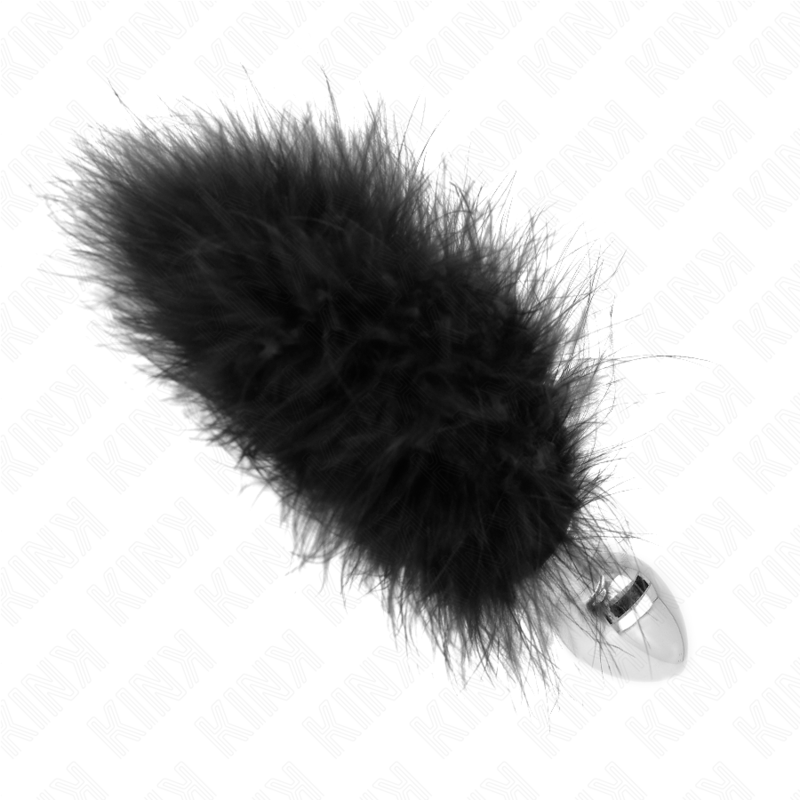 KINK - PLUG ANALE IN ACCIAIO INOSSIDABILE 11 x 7 CM CON PIUMA 11 CM – Plug anale BDSM – foto 2