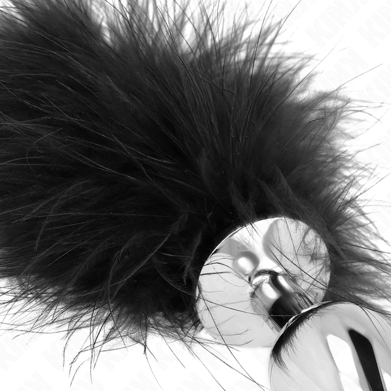 KINK - PLUG ANALE IN ACCIAIO INOSSIDABILE 11 x 7 CM CON PIUMA 11 CM – Plug anale BDSM – foto 4