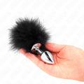 KINK - PLUG ANALE IN ACCIAIO INOSSIDABILE 11 x 7 CM CON PIUMA 11 CM – Plug anale BDSM