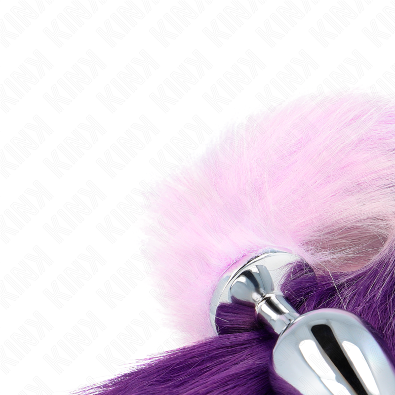 KINK - PLUG ANALE MISURA L 10 X 4 CM CON CODA SINTETICA 40 CM VIOLA – Plug anale BDSM – foto 4