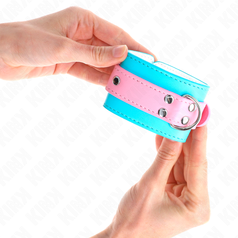 KINK - GRAZIOSI POGGIPOLSI BLU/ROSA REGOLABILI 16-28 CM X 5 CM – Sistemare le manette – foto 4