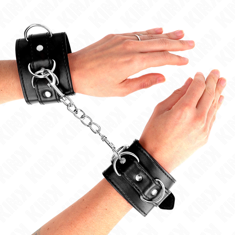 KINK - RESISTENZA DA POLSO CON 3 ANELLI A D REGOLABILE NERO 17,5-25 CM X 6 CM – Sistemare le manette