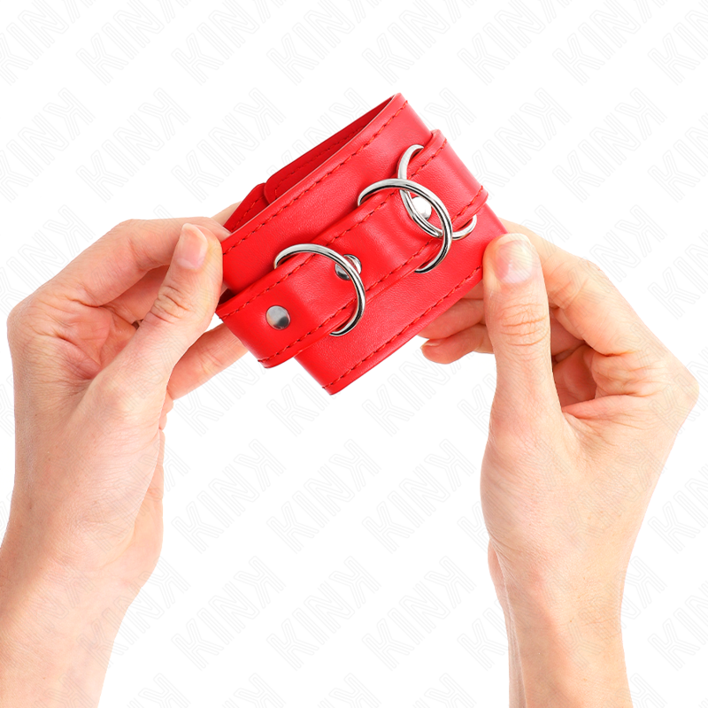 KINK - RESISTENZA DA POLSO CON 3 ANELLI A D REGOLABILE ROSSO 17,5-25 CM X 6 CM – Sistemare le manette – foto 4