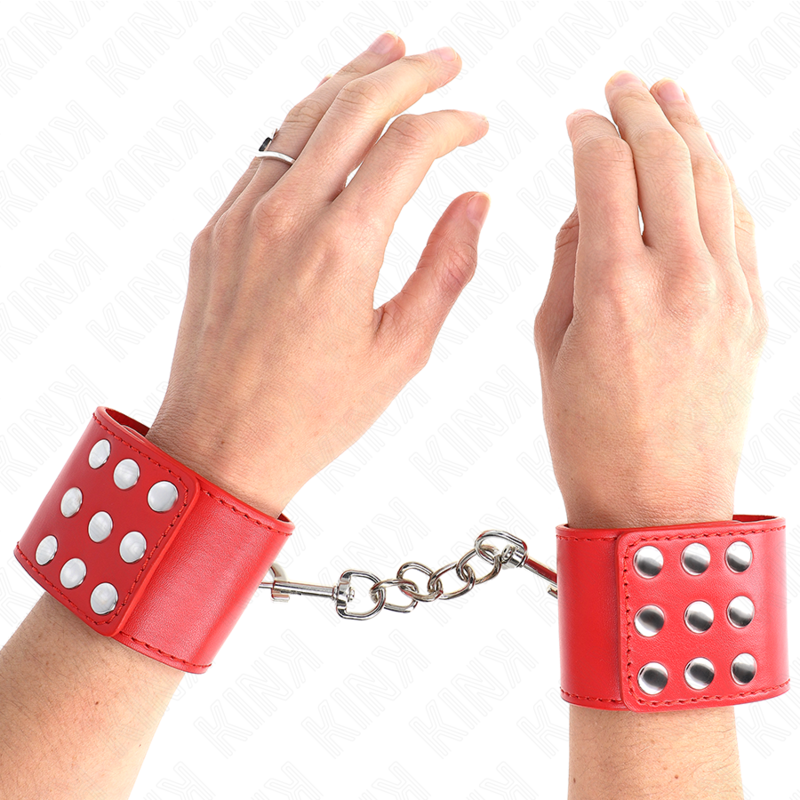 KINK - RESISTENZA DA POLSO CON CHIUSURA A SCATTO ROSSO REGOLABILE 19-24 CM X 5,5 CM – Sistemare le manette