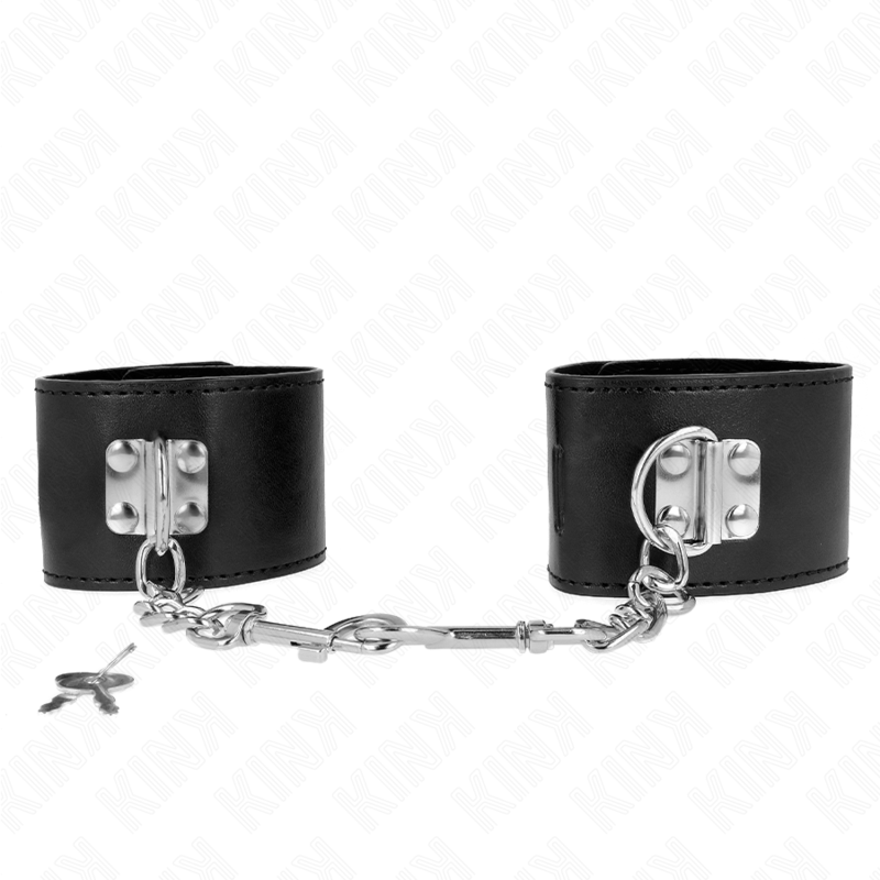 KINK - RESISTENZA DA POLSO CON CHIUSURA A LUCCHETTO NERO REGOLABILE 16-23 CM X 5,5 CM – Sistemare le manette – foto 2