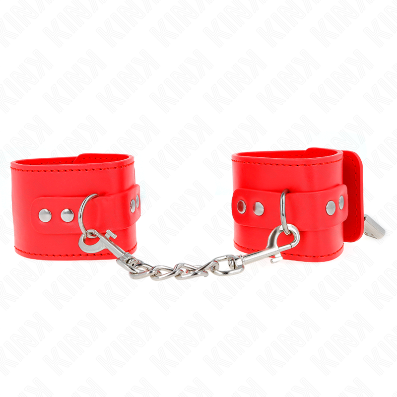 KINK - RESISTENZA DA POLSO CON CHIUSURA A LUCCHETTO ROSSO REGOLABILE 16-23 CM X 5,5 CM – Sistemare le manette – foto 2