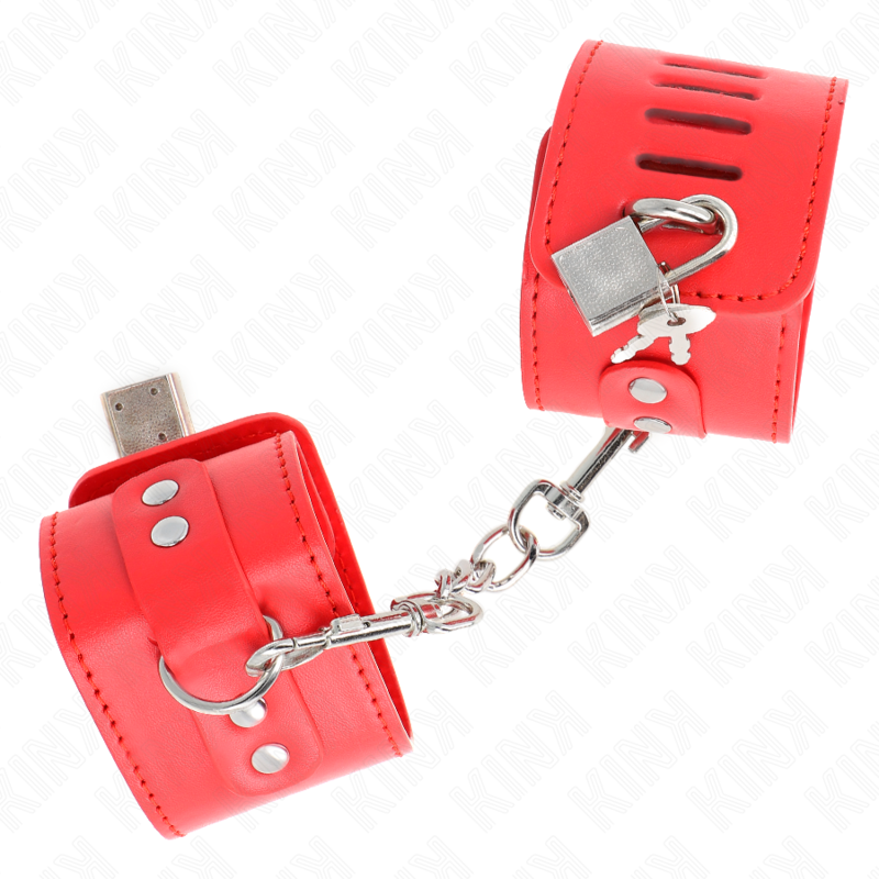 KINK - RESISTENZA DA POLSO CON CHIUSURA A LUCCHETTO ROSSO REGOLABILE 16-23 CM X 5,5 CM – Sistemare le manette – foto 3