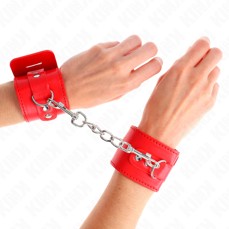 KINK - RESISTENZA DA POLSO CON CHIUSURA A LUCCHETTO ROSSO REGOLABILE 16-23 CM X 5,5 CM – Sistemare le manette