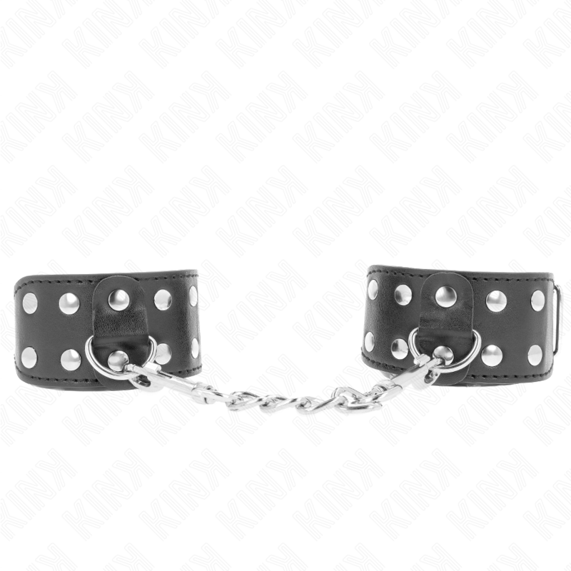 KINK - CINTURINI CON DOPPIA LINEA DI BORCHIE REGOLABILI NERO – Sistemare le manette – foto 2
